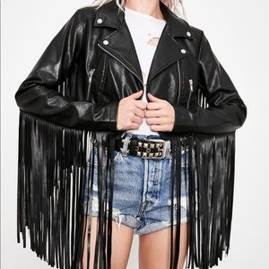 NWT Current Mood Fringe Vegan Leather Jacket